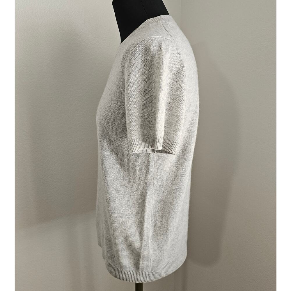 Quince Women's Light Gray 100% Mongolian Cashmere Tee Cozy Sweater Knit Top L - Picture 2 of 8